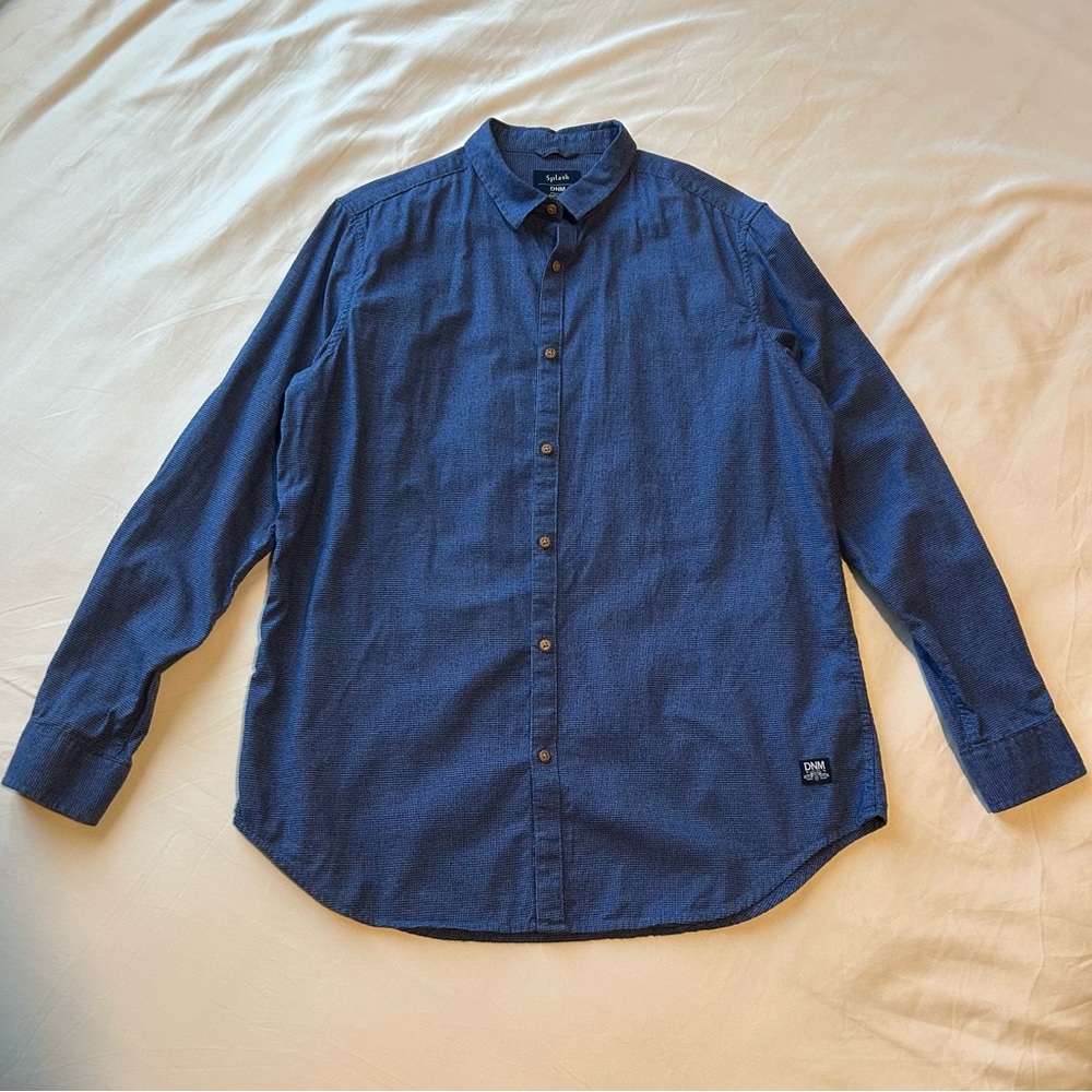 Splash DNM blue cotton slim fit long sleeve button up shirt L